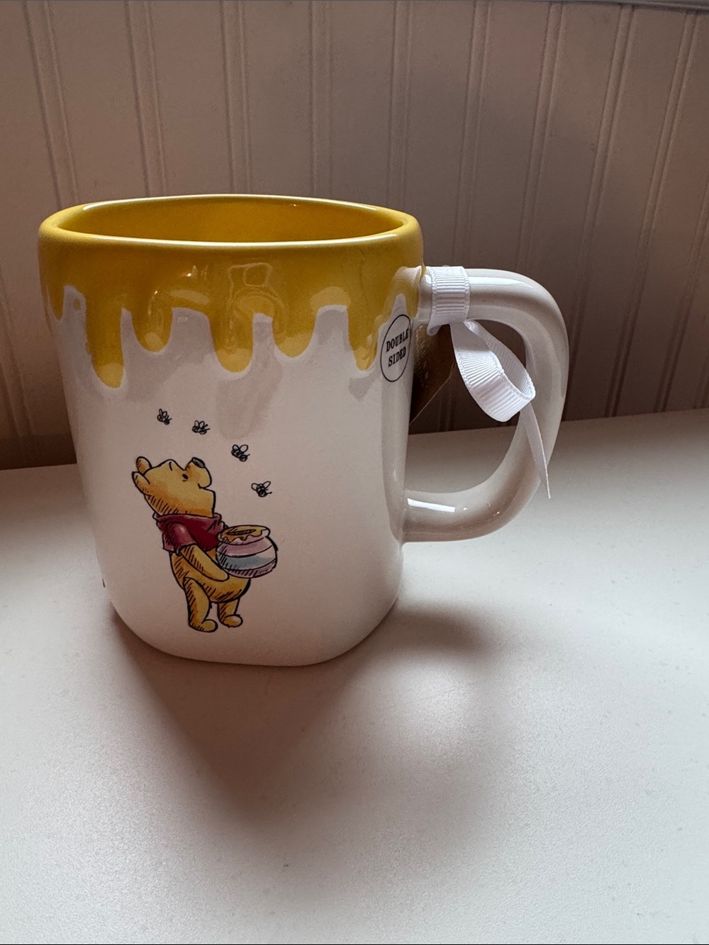 Rae Dunn Disney Winnie the Pooh Yellow Interior Ceramic Mug with White Exterior - Picture 1 of 6